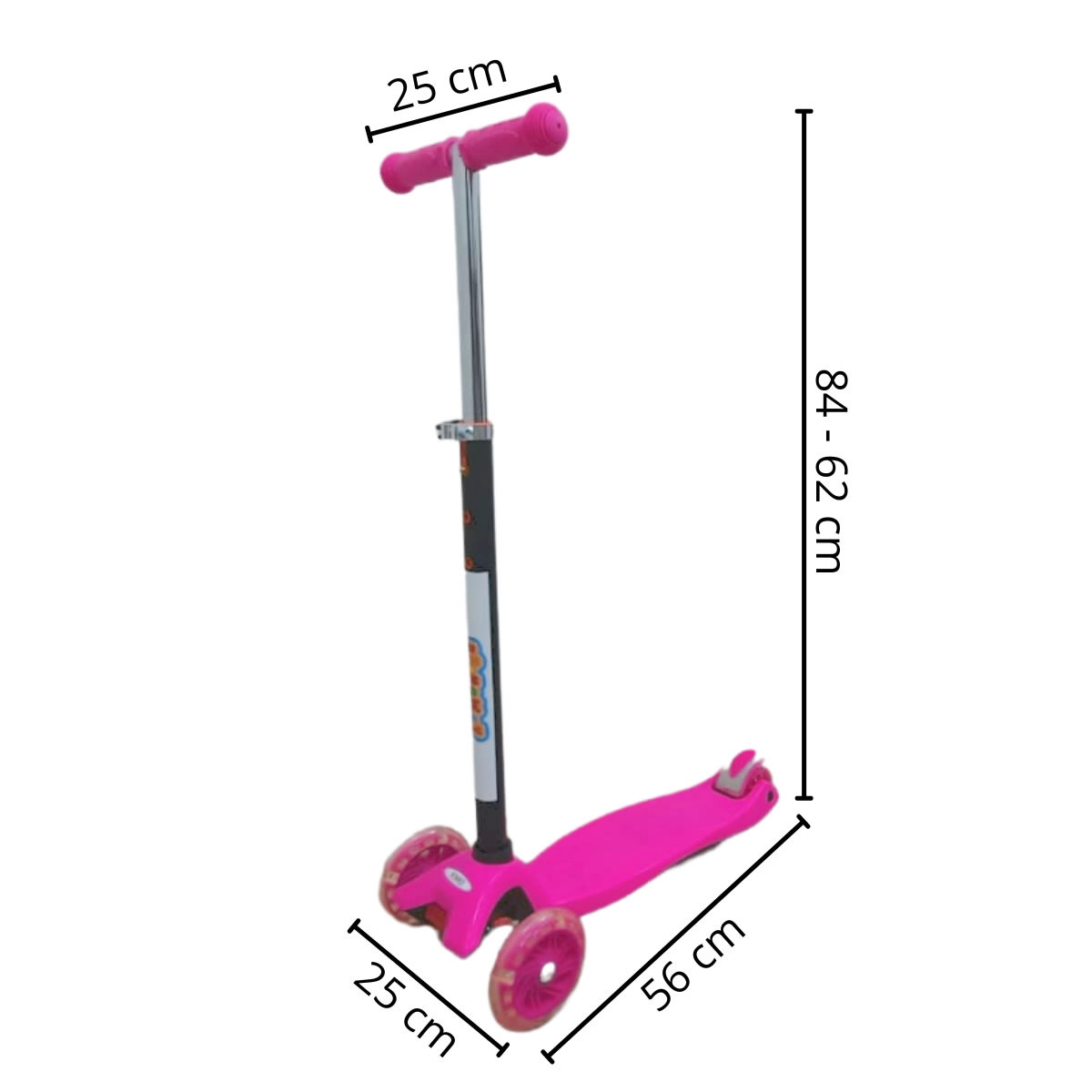 PATINETE INFANTIL 3 RODAS COM ALTURA REGULÁVEL IMPORTWAY BW011 ROSA