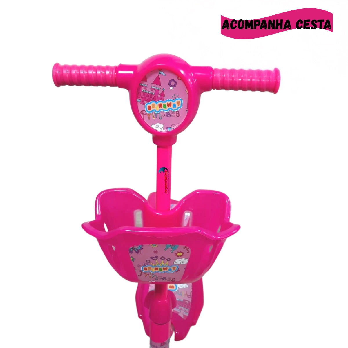 PATINETE INFANTIL 3 RODAS COM CESTA IMPORTWAY - ROSA