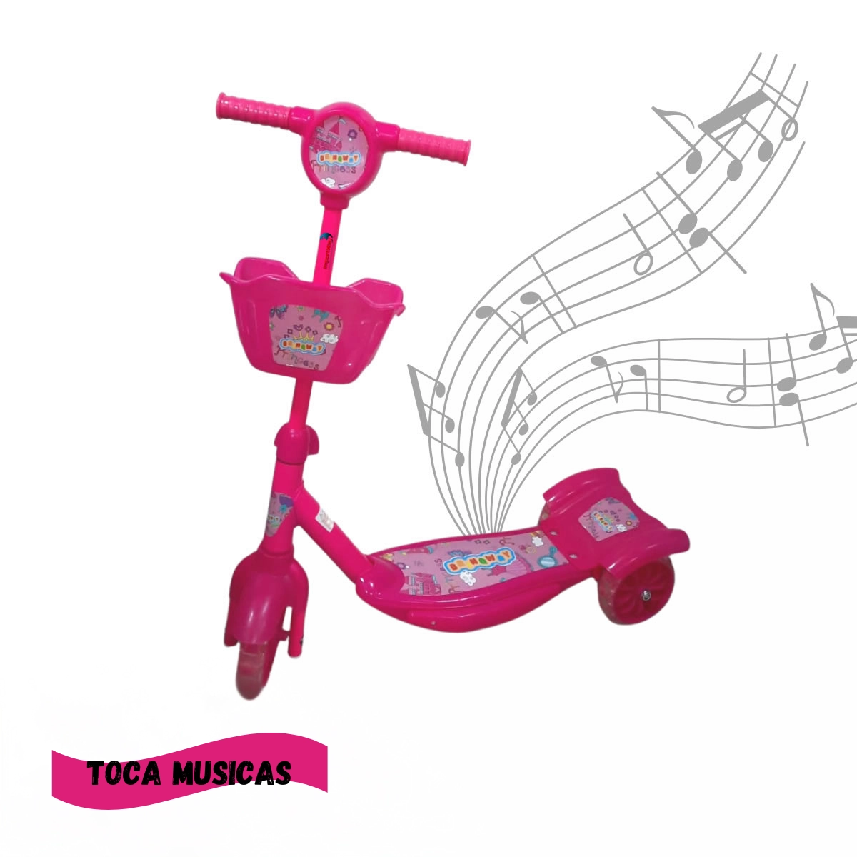 PATINETE INFANTIL 3 RODAS COM CESTA IMPORTWAY - ROSA