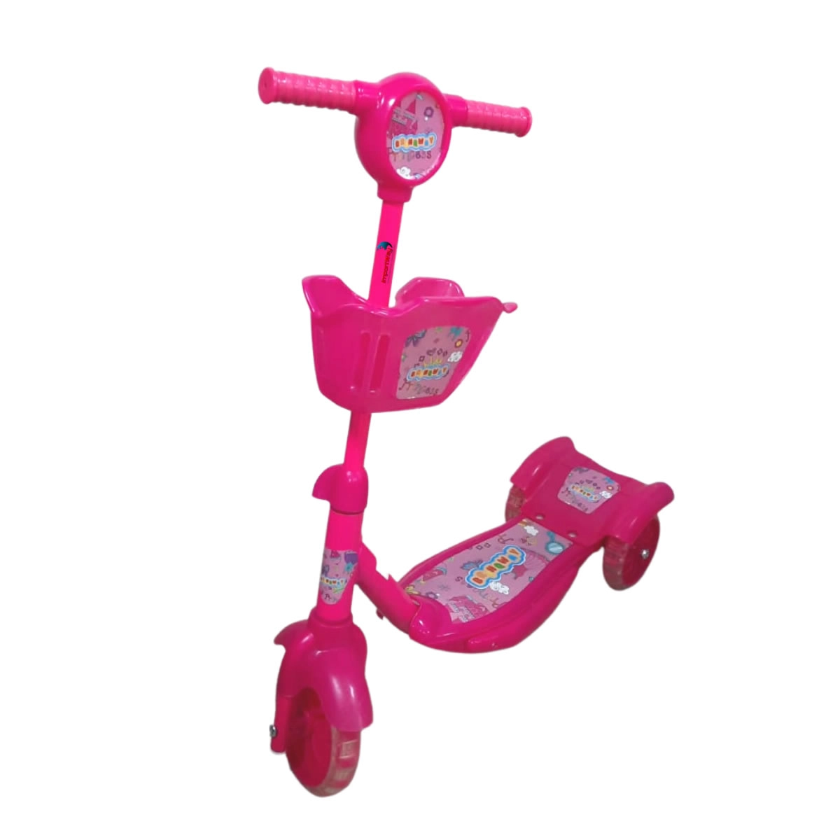 PATINETE INFANTIL 3 RODAS COM CESTA IMPORTWAY - ROSA