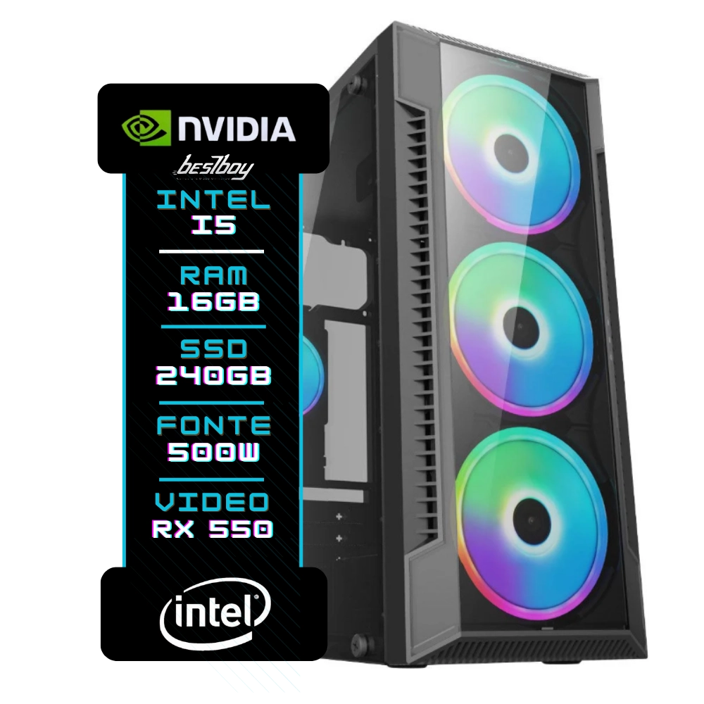 PC GAMER INTEL I5 4° GERAÇÃO 16GB RX 550 4GB SSD 240GB KIT TECLADO/MOUSE WINDOWS 10 TRIAL - BESTBOY