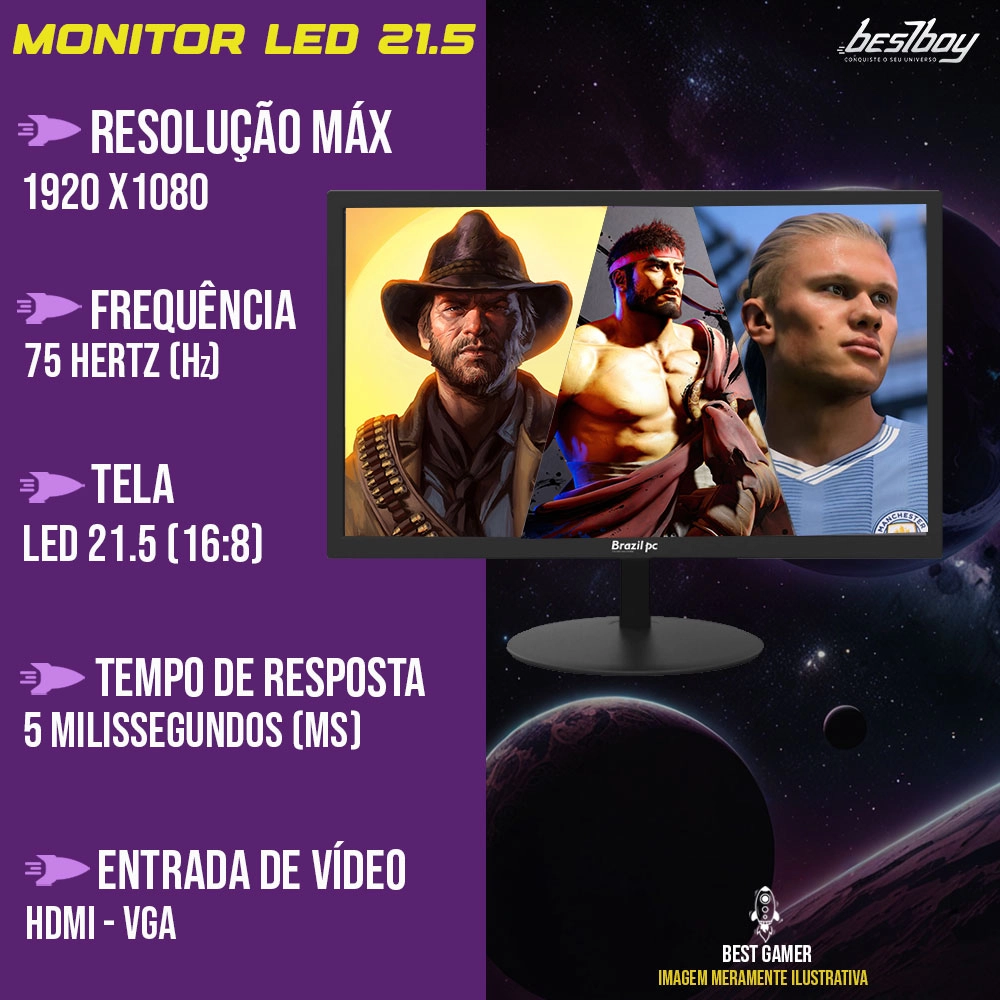 Pc Gamer Ryzen 5 5600g 16gb Ssd 480gb Fonte 500w com Monitor 21.5