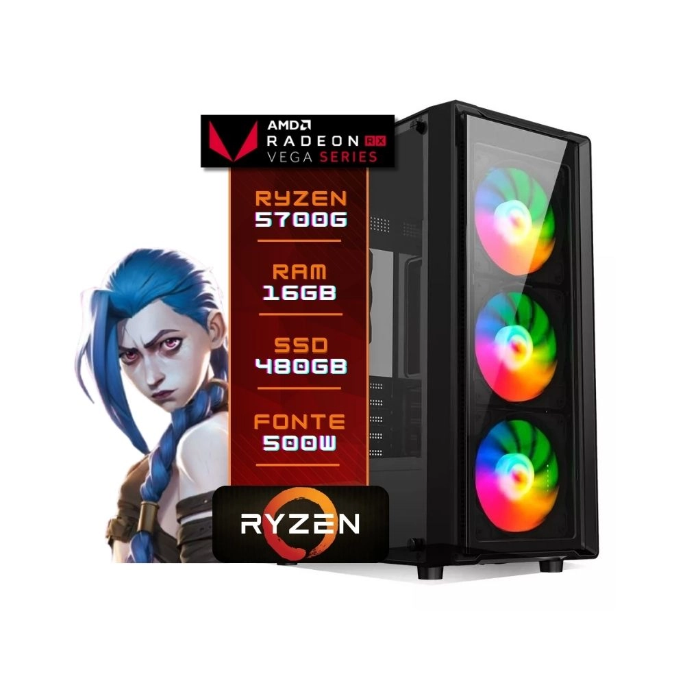 Pc Gamer Ryzen 7 5700g 16gb Ssd 480gb Fonte 500w Windows 10
