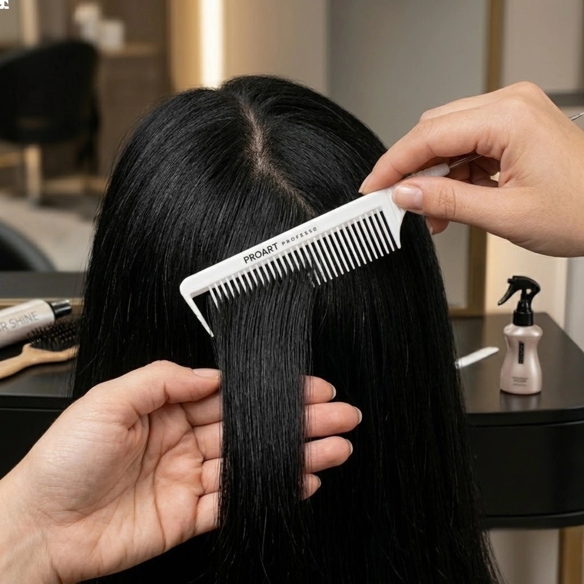 PENTE CAPILAR SPECIAL HAIR LOCK 2 CERAMICA CABO METAL PROART BRANCO