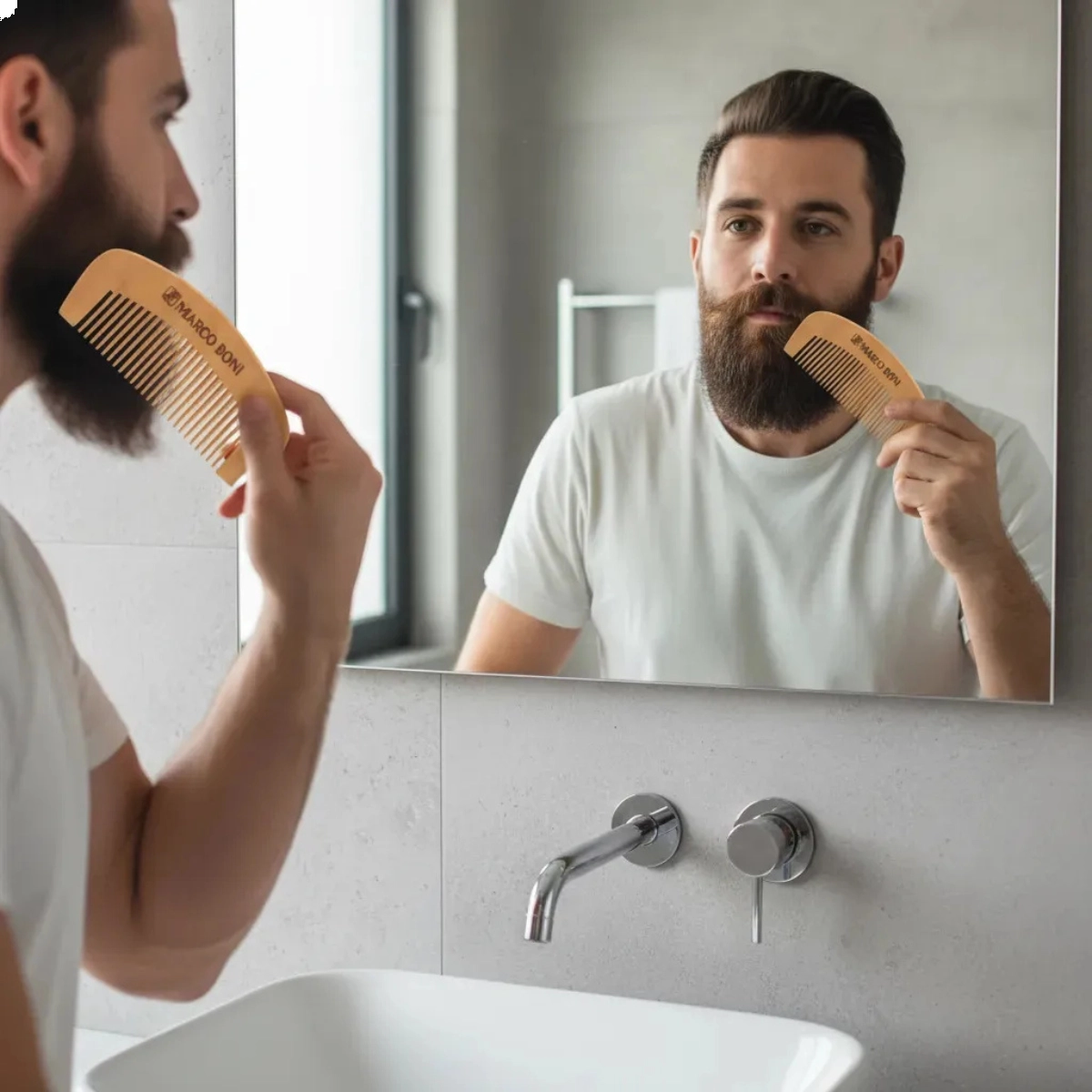 PENTE DE MADEIRA PREMIUM PARA BARBA E BIGODE MARCO BONI PENTE DE MADEIRA PREMIUM PARA BARBA E BIGODE MARCO BONI