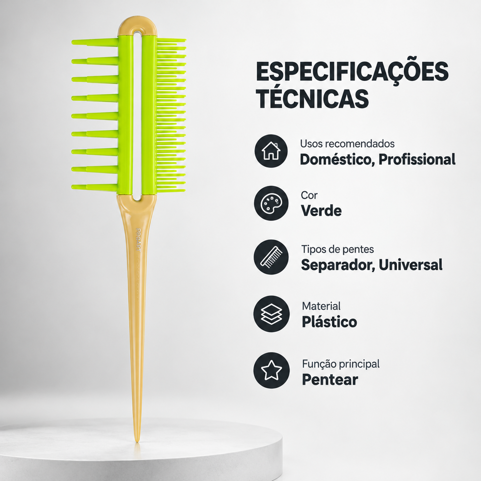 PENTE TRIPLO PROART VERDE DESEMBARAÇADOR PLÁSTICO PENTE TRIPLO PROART VERDE DESEMBARAÇADOR PLÁSTICO
