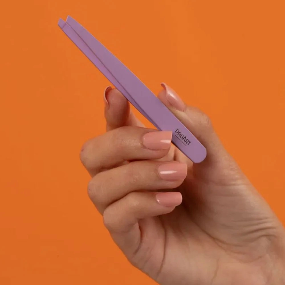 PINÇA DE SOBRANCELHA AÇO INOX PONTA CHANFRADA LILÁS - PROART