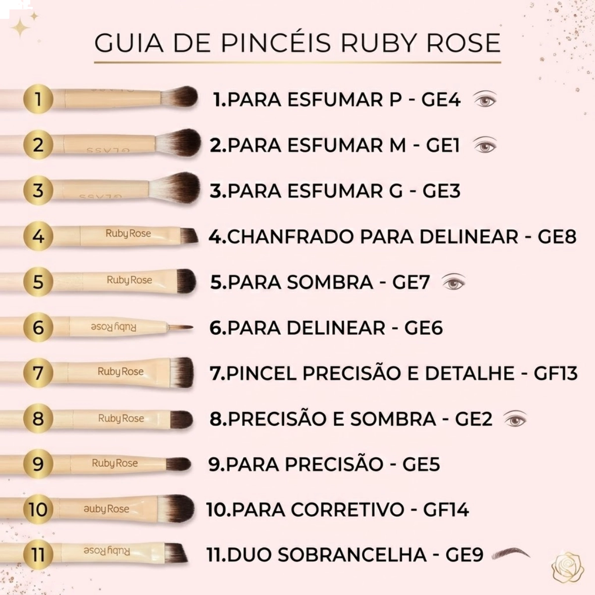 PINCEL PARA ESFUMAR M GLASS GE1 RUBY ROSE