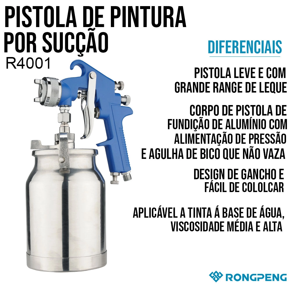 PISTOLA DE PINTURA POR SUCÇÃO RONGPENG R4001