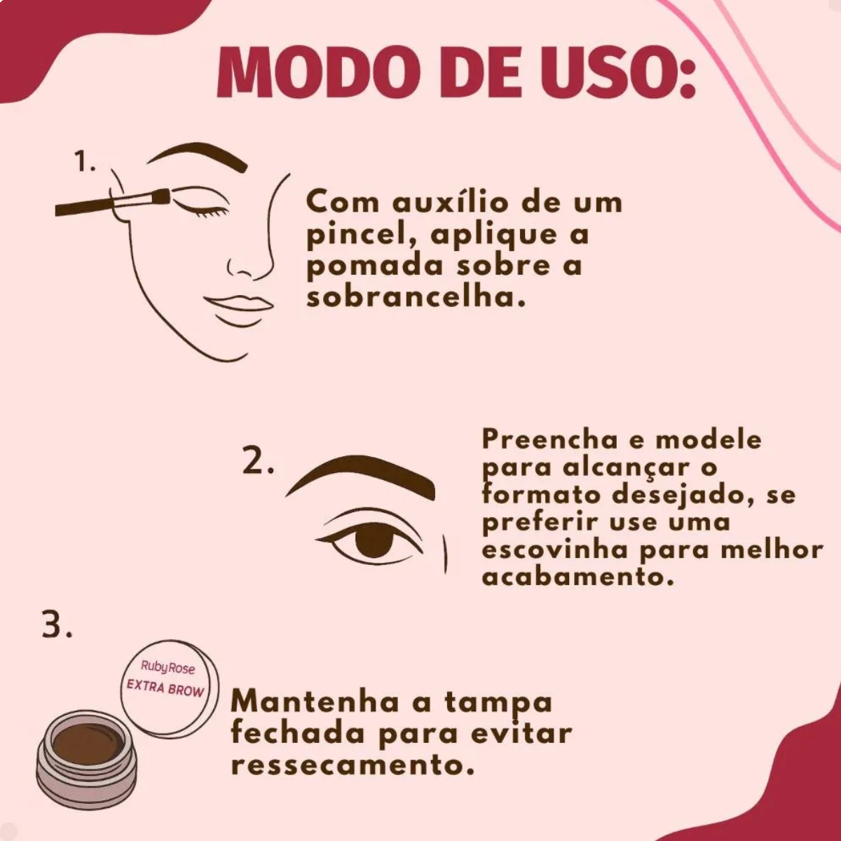 POMADA MODELADORA DE SOBRANCELHAS RUBY ROSE EXTRA BROW UMBER