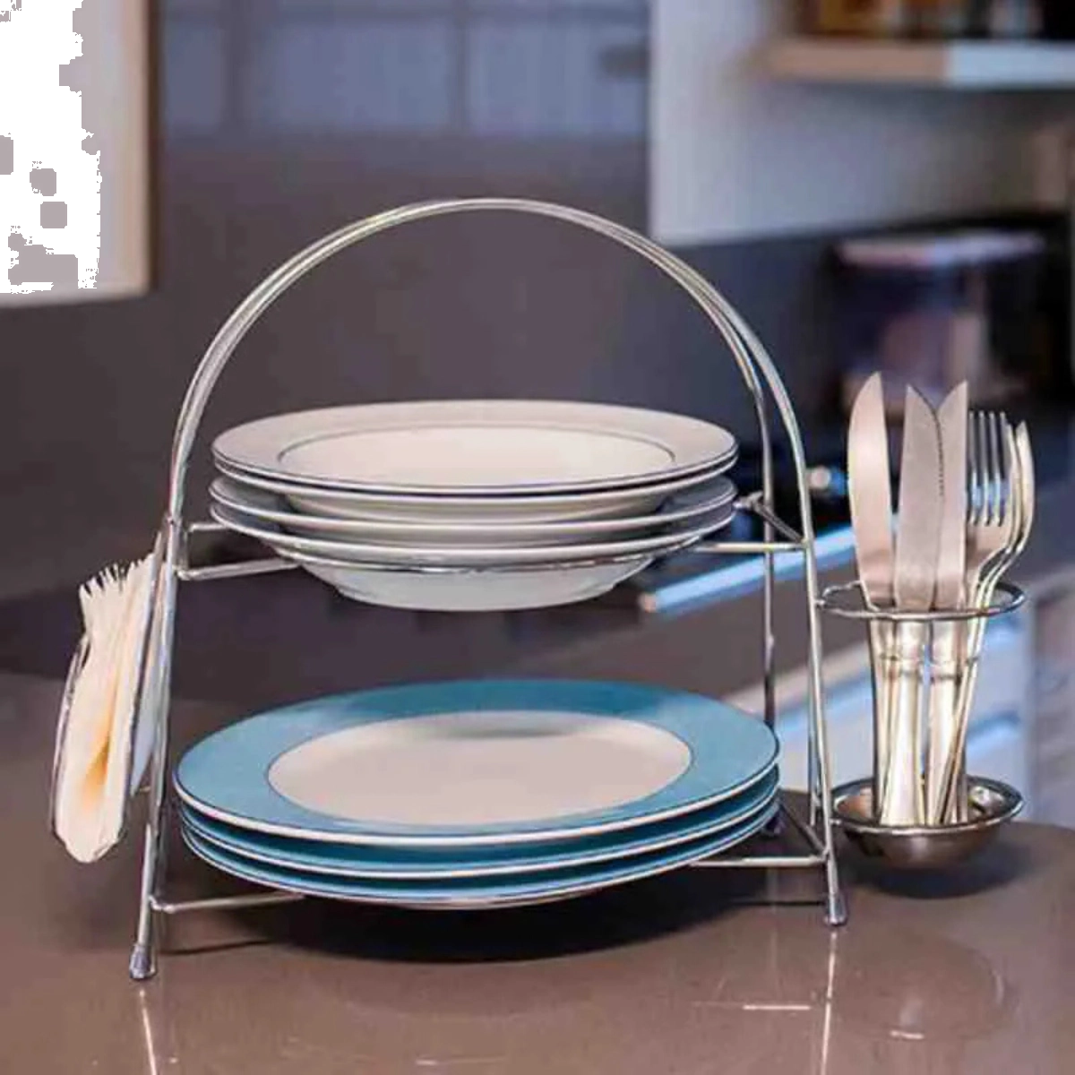 PORTA GUARDANAPOS E TALHERES ALICE CROMADO SCHMITT