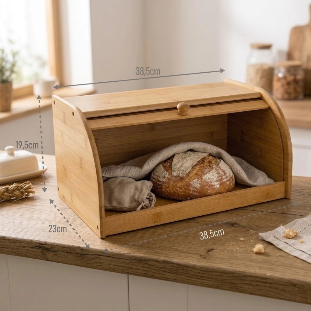 PORTA PÃO MIMO STYLE BAMBU COM TAMPA RETRÁTIL ECOKITCHEN PORTA PÃO MIMO STYLE BAMBU COM TAMPA RETRÁTIL ECOKITCHEN