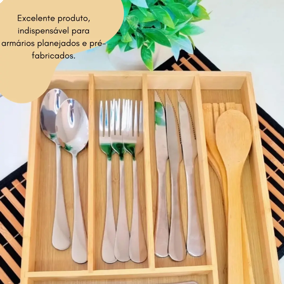 PORTA TALHERES ECOKITCHEN EM BAMBU 5 DIVISÓRIAS MIMO STYLE PORTA TALHERES ECOKITCHEN EM BAMBU 5 DIVISÓRIAS MIMO STYLE