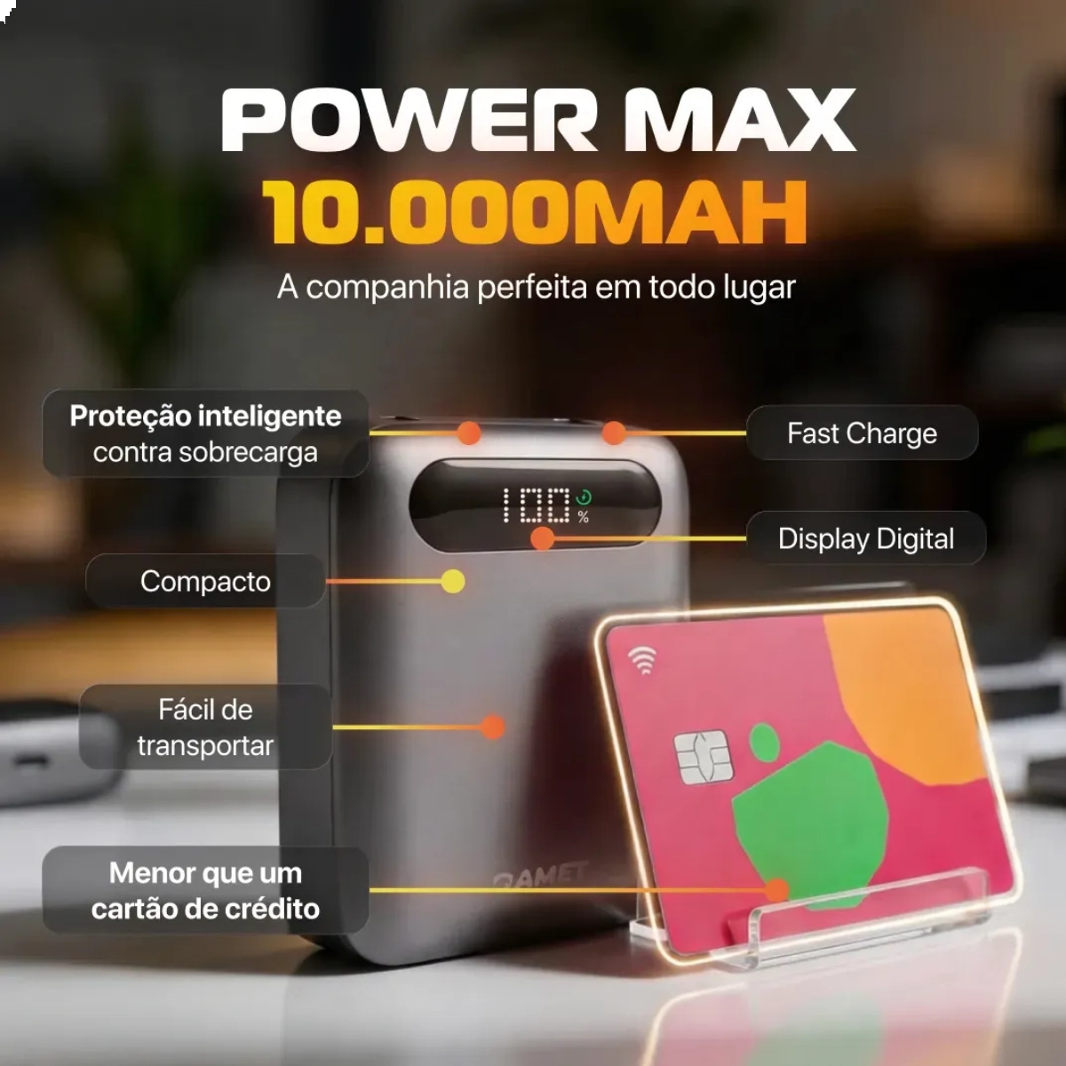POWER BANK CARREGADOR PORTATIL AMET 10000MAH TURBO 20W USB POWER BANK CARREGADOR PORTATIL AMET 10000MAH TURBO 20W USB