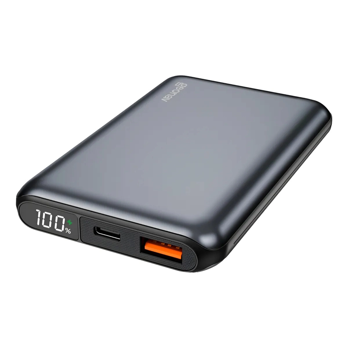 POWER BANK GEONAV 10.000MAH TURBO 2 PORTAS USB CINZA ESPACIAL 