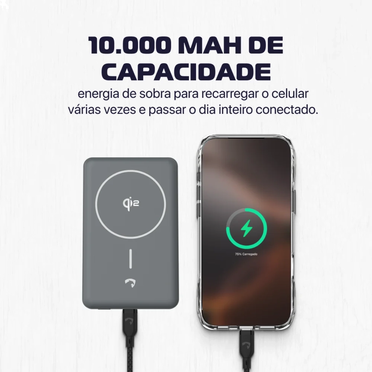 POWER BANK MAGNETICO AMET CINZA 10000MAH 20W COM SUPORTE POWER BANK MAGNETICO AMET CINZA 10000MAH 20W COM SUPORTE