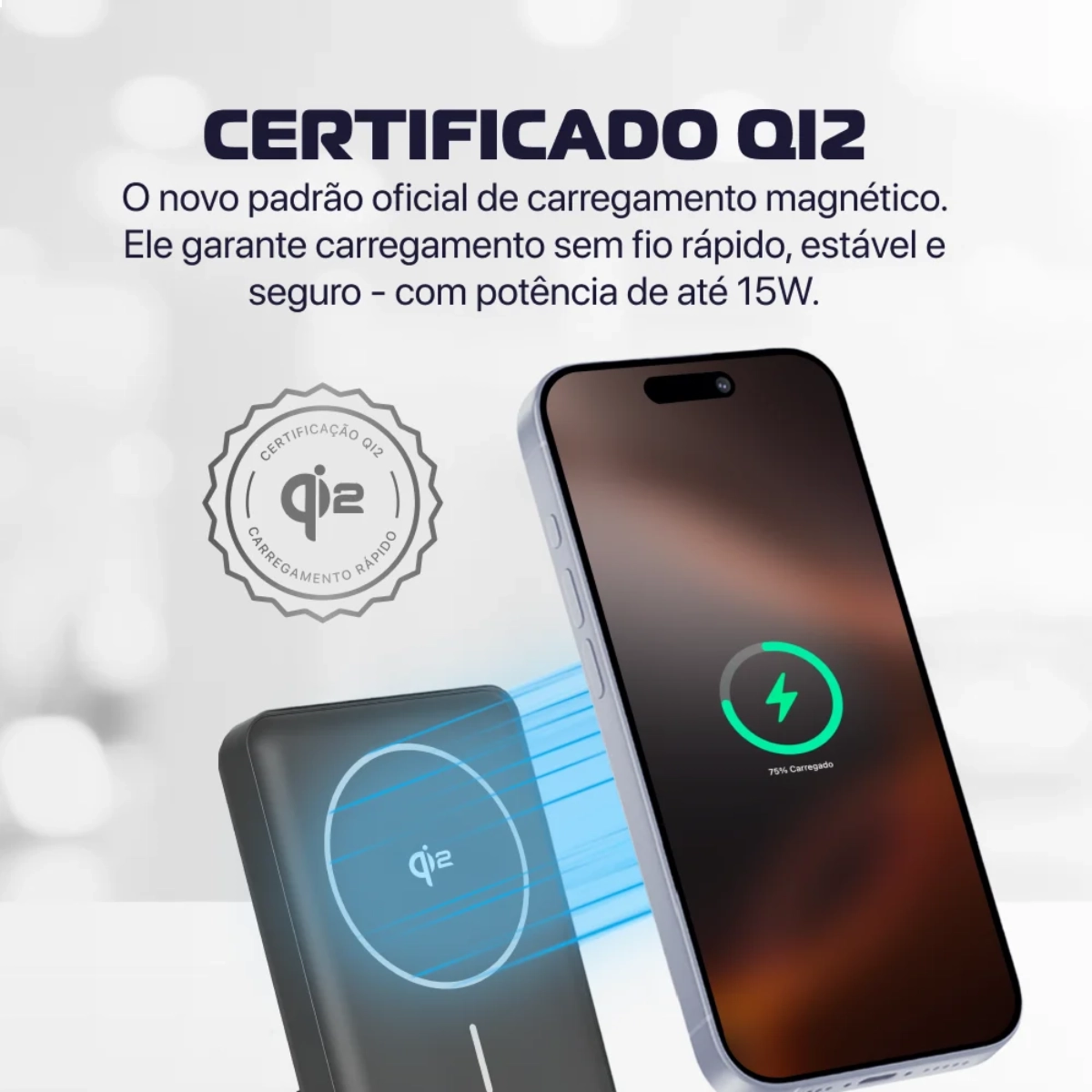 POWER BANK MAGNETICO AMET CINZA 10000MAH 20W COM SUPORTE POWER BANK MAGNETICO AMET CINZA 10000MAH 20W COM SUPORTE
