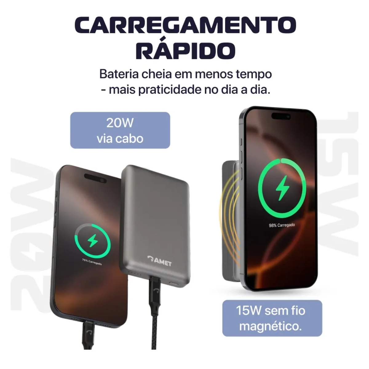 POWER BANK MAGNETICO MAGSAFE AMET 10000MAH 20W RAPIDO IOS POWER BANK MAGNETICO MAGSAFE AMET 10000MAH 20W RAPIDO IOS