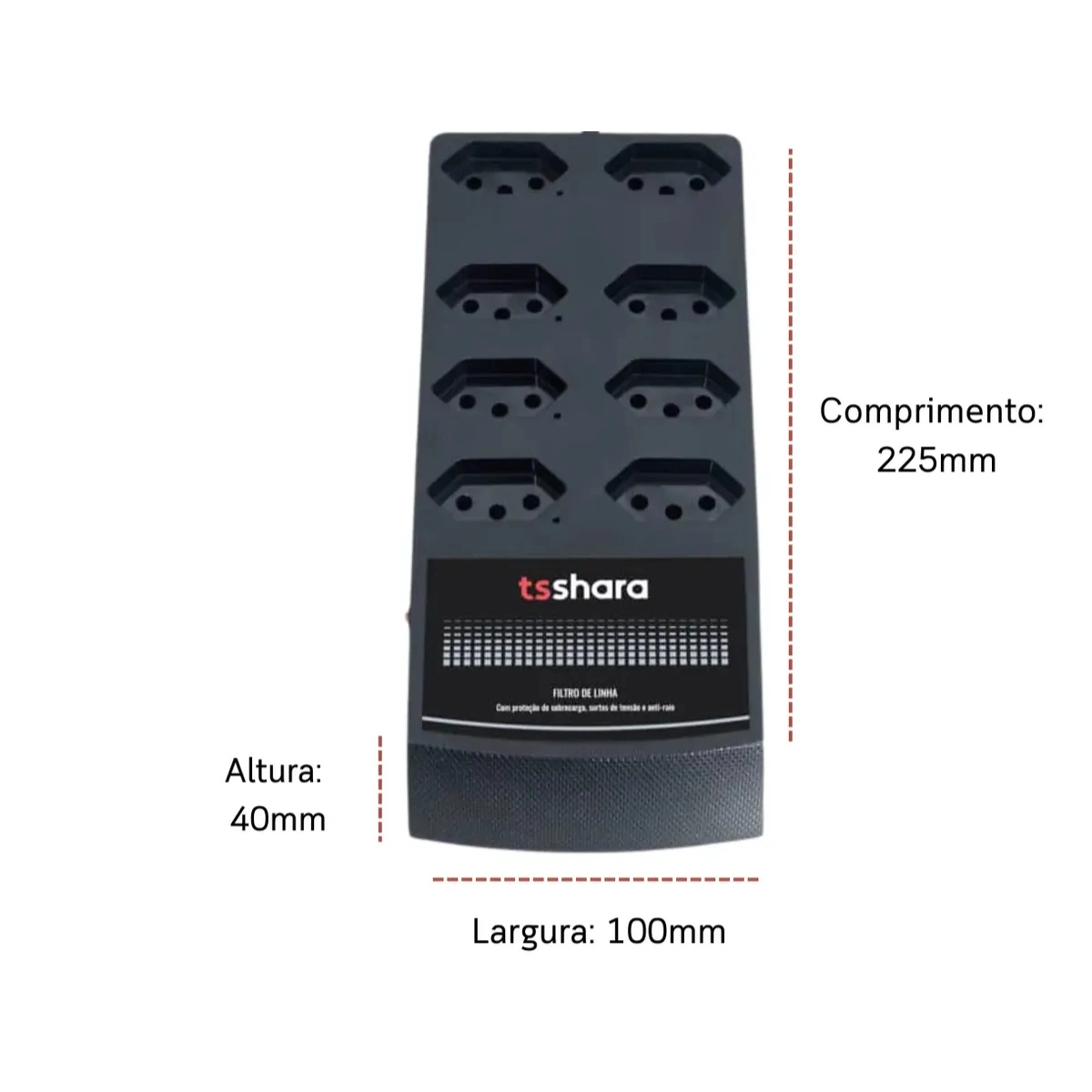 PROTETOR DE SURTO E FILTRO DE LINHA COM USB TS SHARA 8T BIVOLT ANTI-RAIO