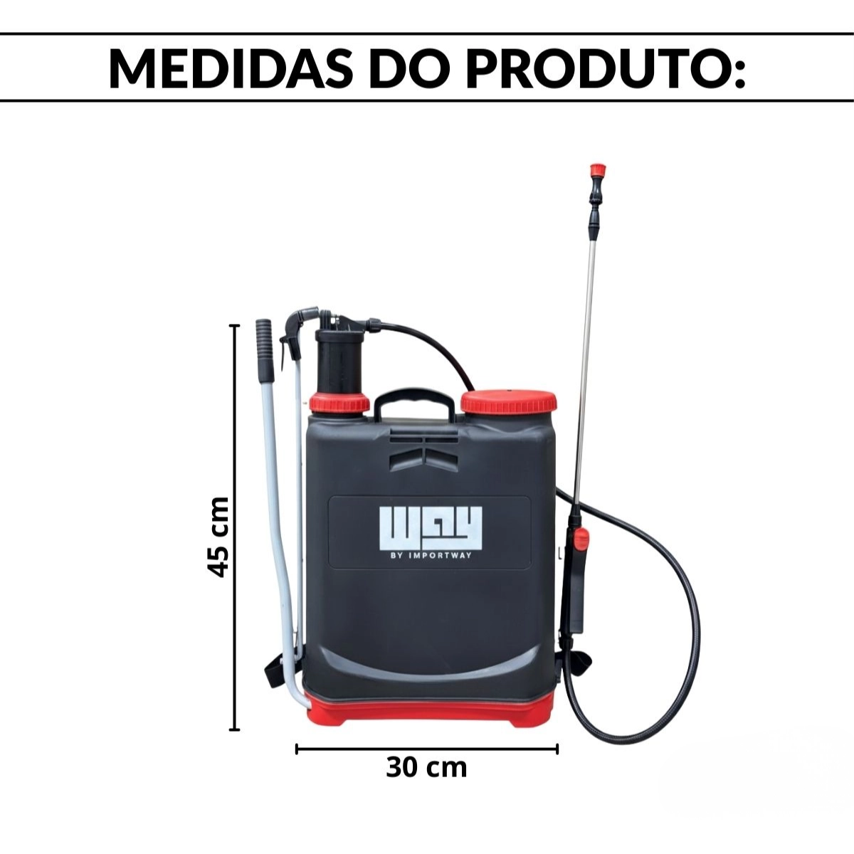 PULVERIZADOR DE JARDIM MOCHILA DE PRESSÃO IMPORTWAY 20L PRETO PULVERIZADOR DE JARDIM MOCHILA DE PRESSÃO IMPORTWAY 20L PRETO