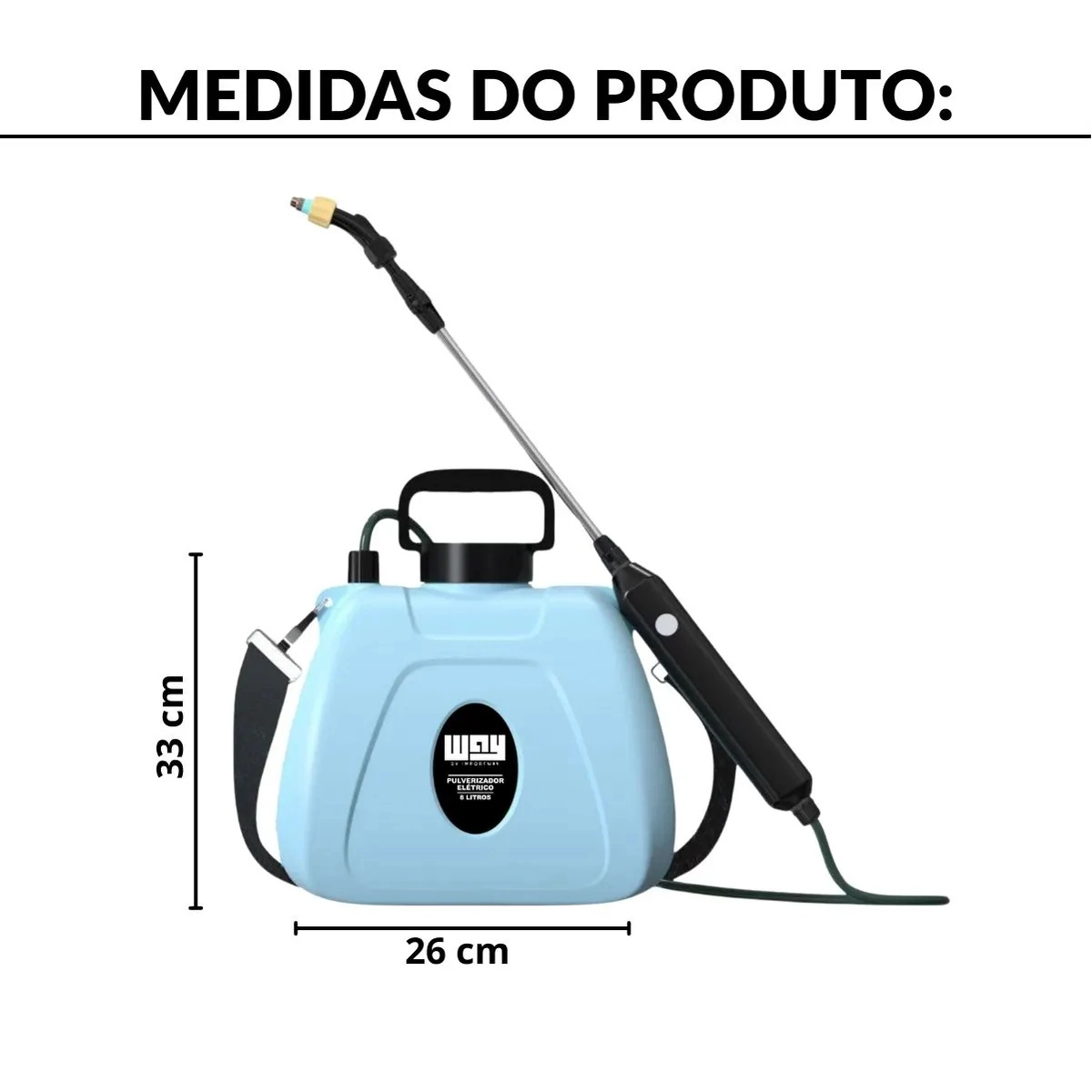 PULVERIZADOR ELÉTRICO 8 LITROS OMBRO COSTAS AGRÍCOLA JARDIM