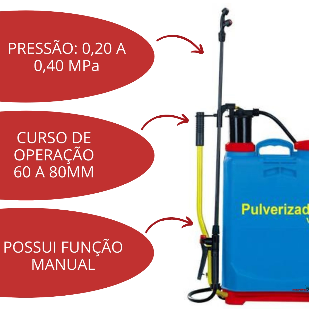 PULVERIZADOR MANUAL 20 LITROS PARA COSTAS - IMPORTWAY