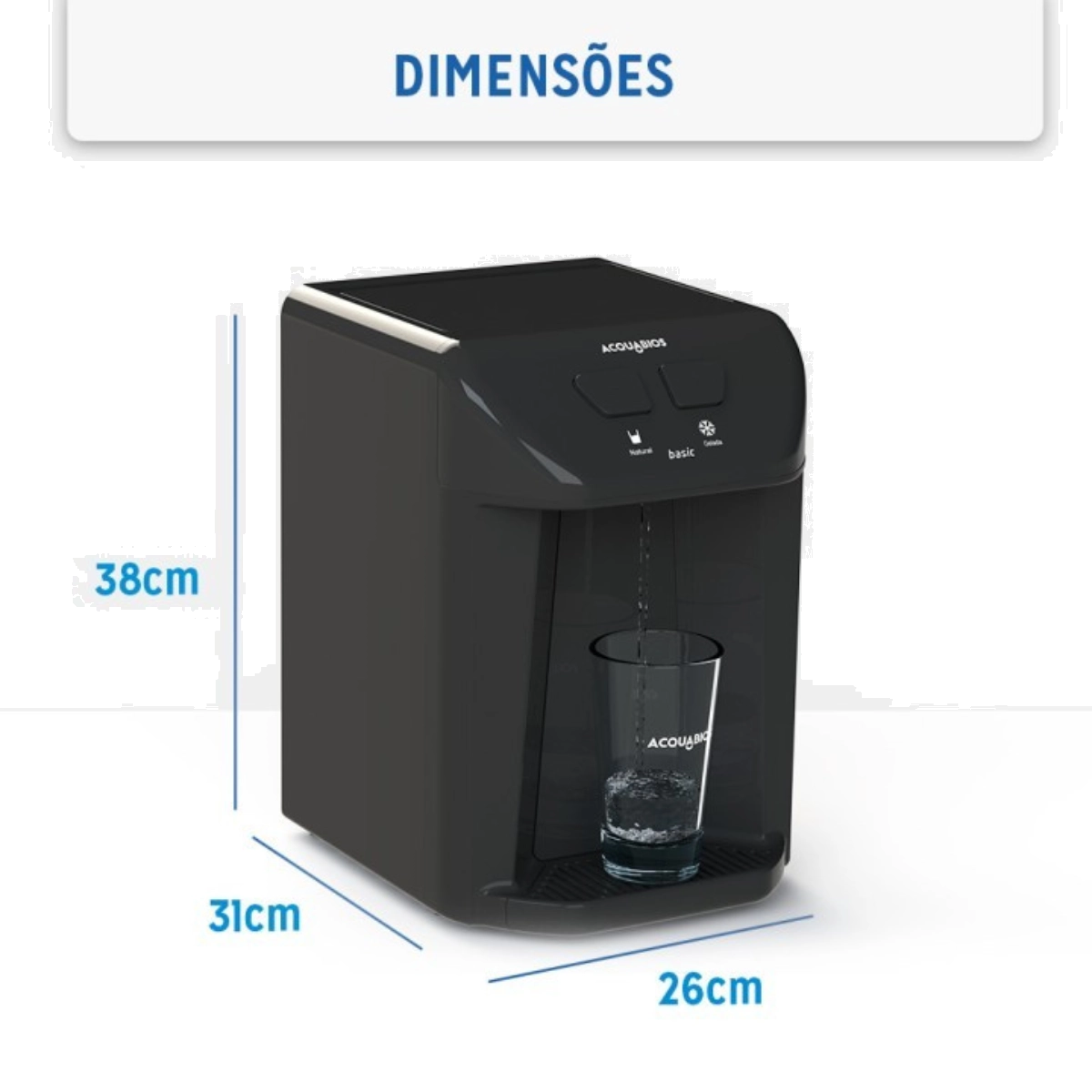 PURIFICADOR DE AGUA ELETRÔNICO REFRIGERADO BASIC PRETO BIVOLT ACQUABIOS PURIFICADOR DE AGUA ELETRÔNICO REFRIGERADO BASIC PRETO BIVOLT ACQUABIOS