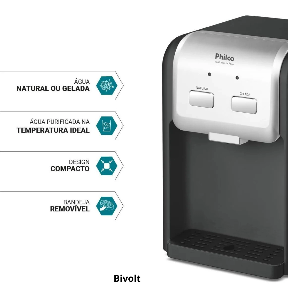 PURIFICADOR DE AGUA PHILCO DUPLA FILTRAGEM 70W PPU11C BIVOLT CINZA PURIFICADOR DE AGUA PHILCO DUPLA FILTRAGEM 70W PPU11C BIVOLT CINZA