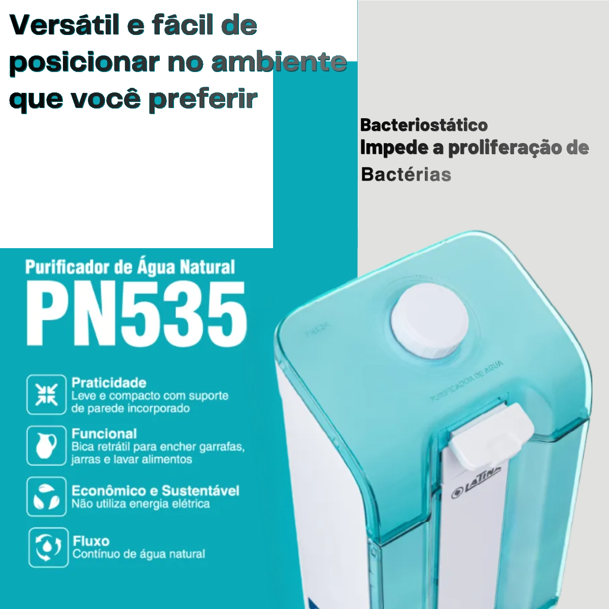 PURIFICADOR DE BANCADA COM FILTRO DE ÁGUA LATINA PN535 VERDE PURIFICADOR DE BANCADA COM FILTRO DE ÁGUA LATINA PN535 VERDE