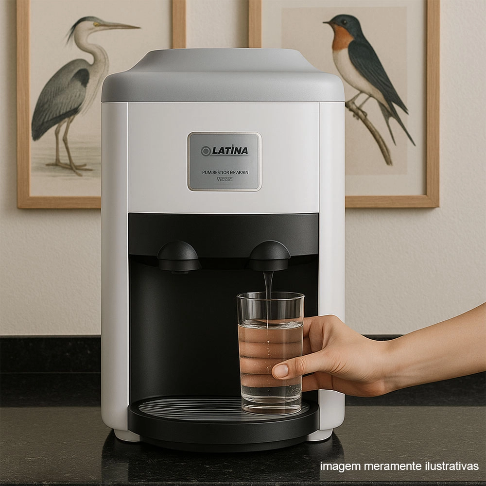 PURIFICADOR DE ÁGUA MINERAL LATINA PRATA C/ PRETO 220V PA355
