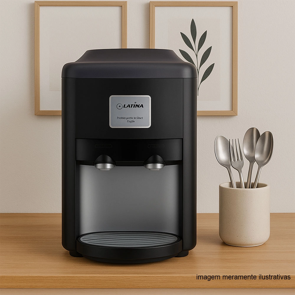 PURIFICADOR DE ÁGUA MINERAL LATINA PRETO C/ PRATA 127V PA355 PURIFICADOR DE ÁGUA MINERAL LATINA PRETO C/ PRATA 127V PA355