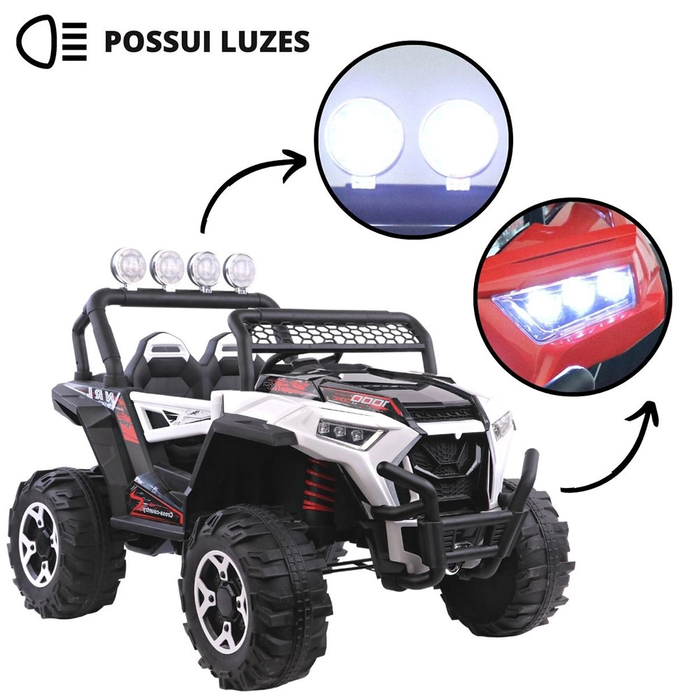 QUADRICICLO ELÉTRICO INFANTIL C/ 2 LUGARES UTV 4X4 BRANCO -  IMPORTWAY 
