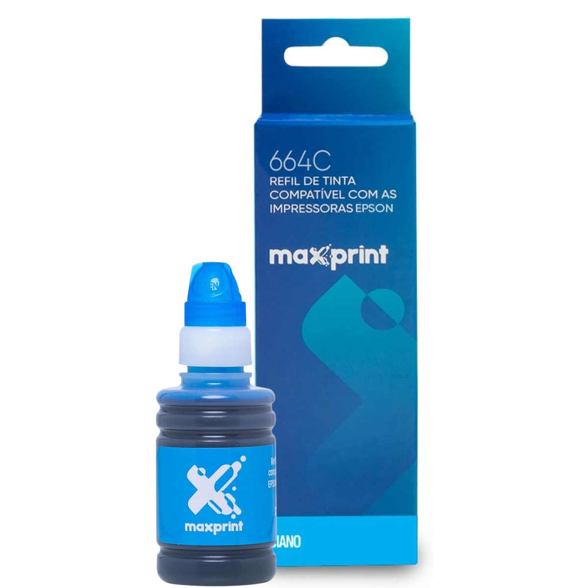 REFIL DE TINTA MAXPRINT CIANO 664C|673C COMPATÍVEL COM EPSON 70ML REFIL DE TINTA MAXPRINT CIANO 664C|673C COMPATÍVEL COM EPSON 70ML