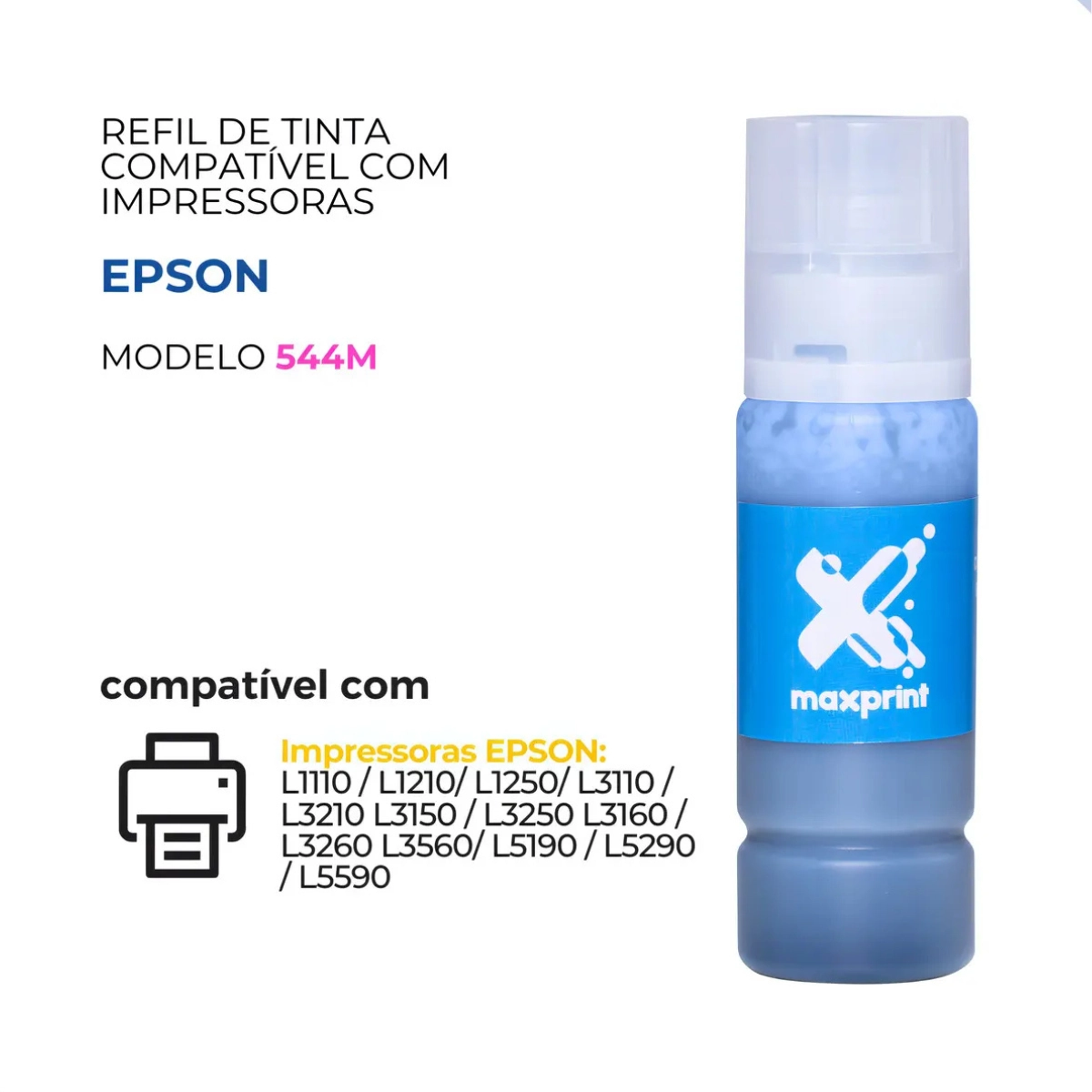 REFIL DE TINTA T544 MAXPRINT COMPATÍVEL L3110 L3150 MAGENTA 70ML REFIL DE TINTA T544 MAXPRINT COMPATÍVEL L3110 L3150 MAGENTA 70ML