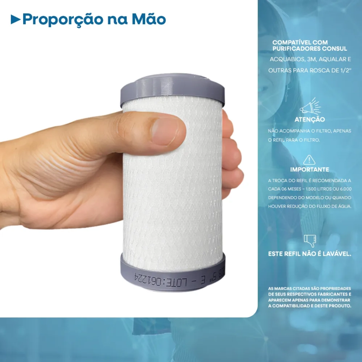 REFIL PARA FILTROS E PUARIFICADORES CARBON BLOCK 5 ACQUABIOS