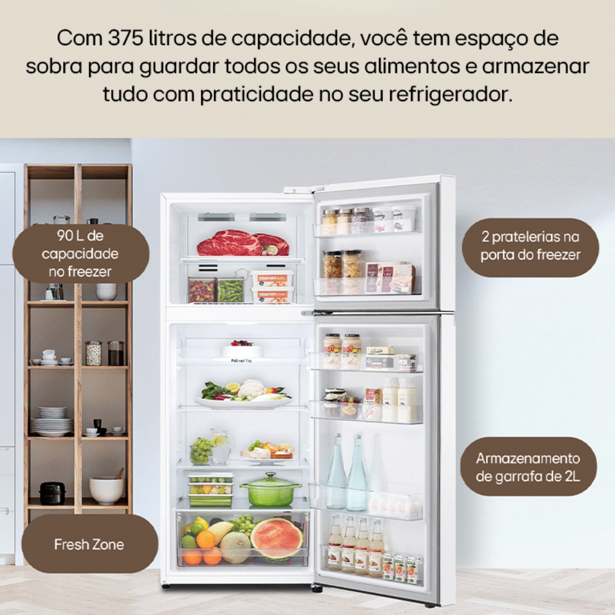 REFRIGERADOR E GELADEIRA 375L LG 2 PORTAS FROST FREE E SMART INVERTER BRANCA 127V REFRIGERADOR E GELADEIRA 375L LG 2 PORTAS FROST FREE E SMART INVERTER BRANCA 127V
