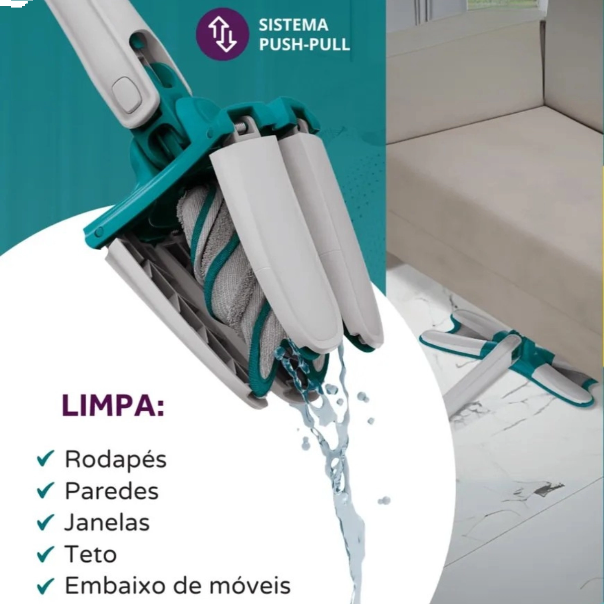 RODO MOP FLASH LIMP FLAT TWIST X VERDE E BRANCO