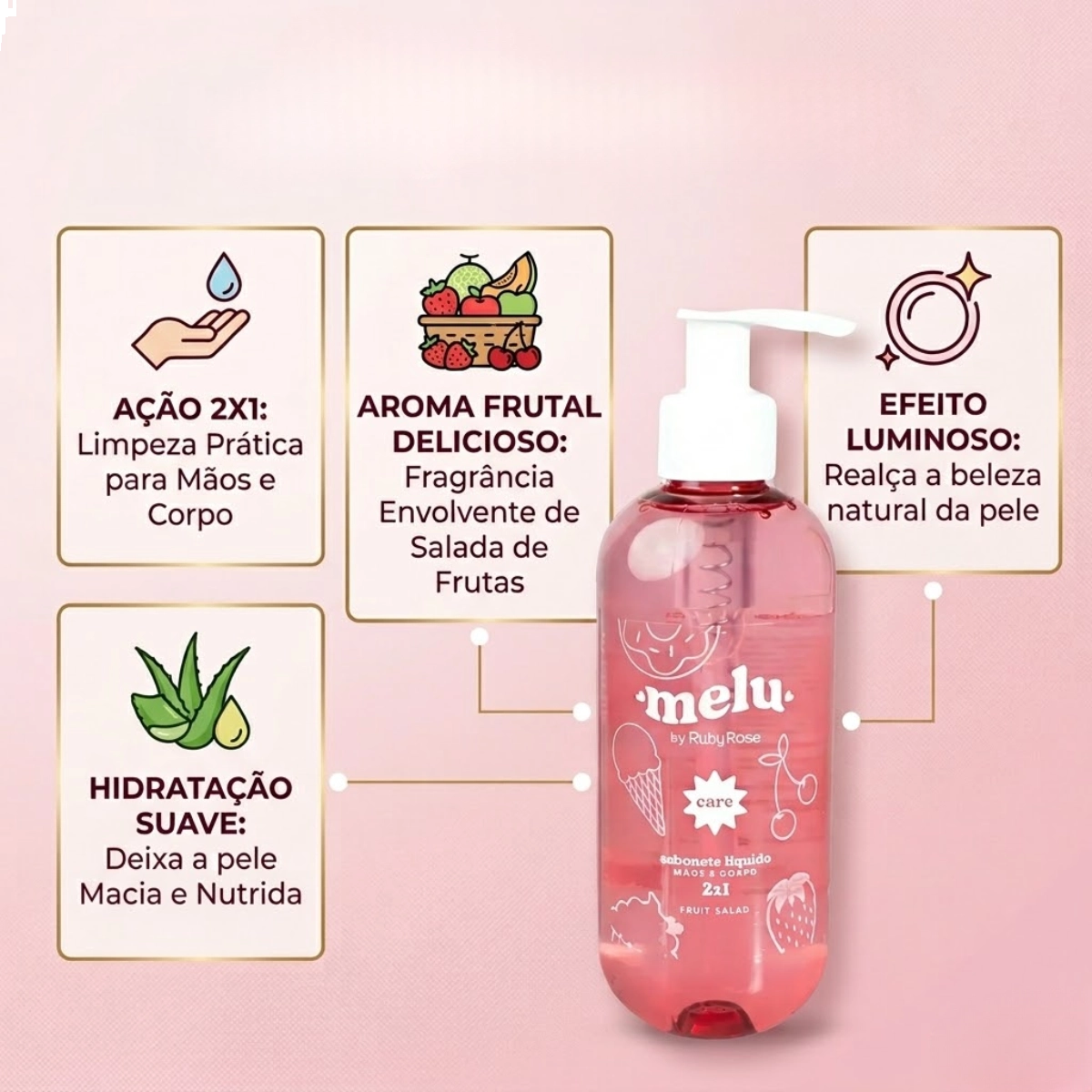 SABONETE LÍQUIDO CORPORAL FRUIT SALAD MELU RUBY ROSE