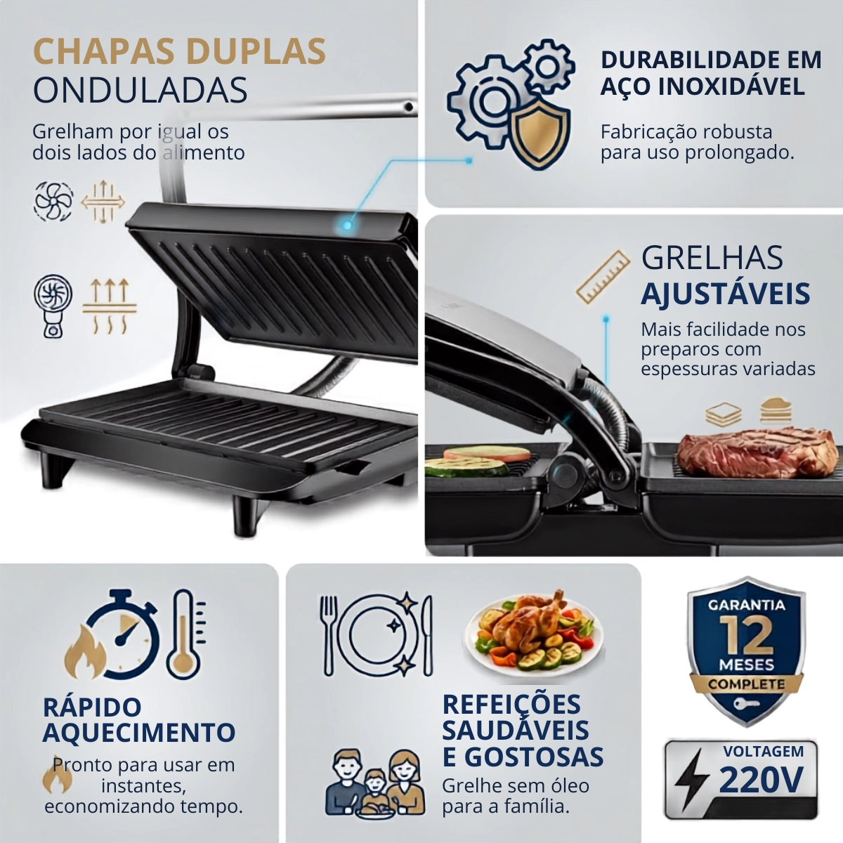 SANDUICHEIRA E GRILL ELETRICO MONDIAL 1000W PG-01 220V 60HZ SANDUICHEIRA E GRILL ELETRICO MONDIAL 1000W PG-01 220V 60HZ
