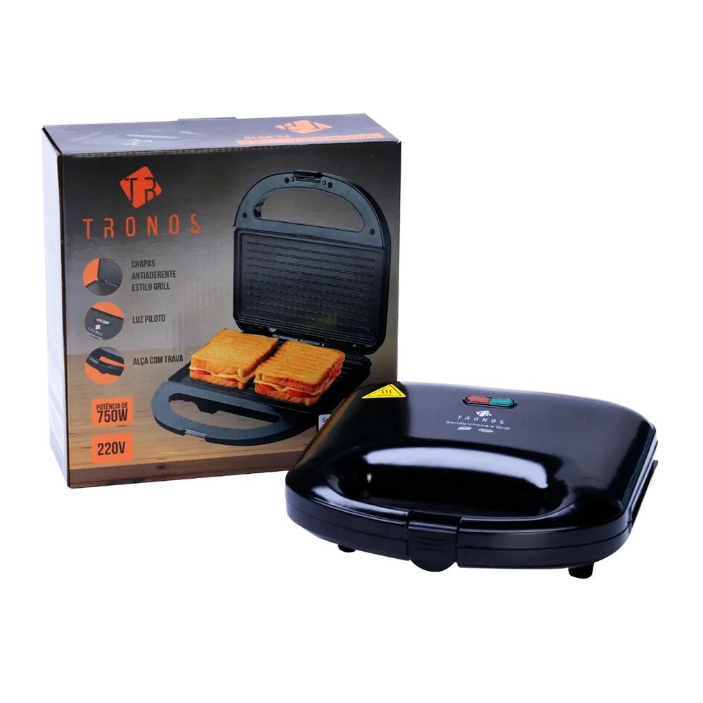 SANDUICHEIRA E GRILL TRONOS DUPLA CHAPA ANTIADERENTE 220V SANDUICHEIRA E GRILL TRONOS DUPLA CHAPA ANTIADERENTE 220V