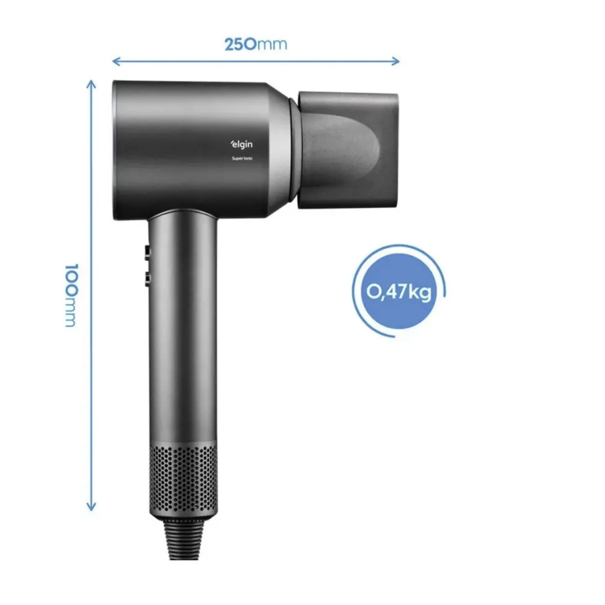 SECADOR DE CABELO 1700W SUPER IONIC CHUMBO 3 TEMPERATURAS JATO FRIO 127V