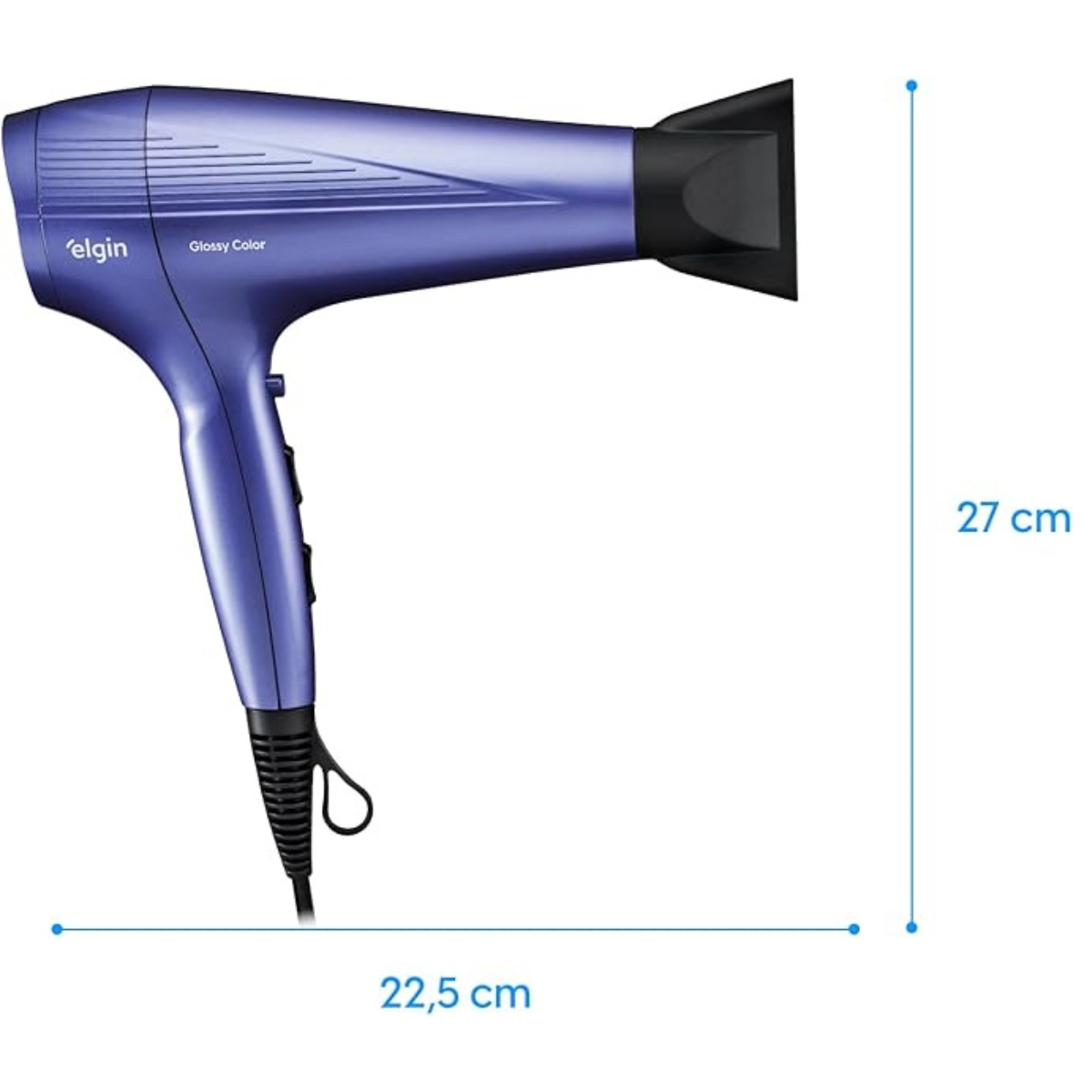 SECADOR DE CABELO GLOSSY COLOR ELGIN 2000W TOURMALINE ÍON JATO FRIO 220V