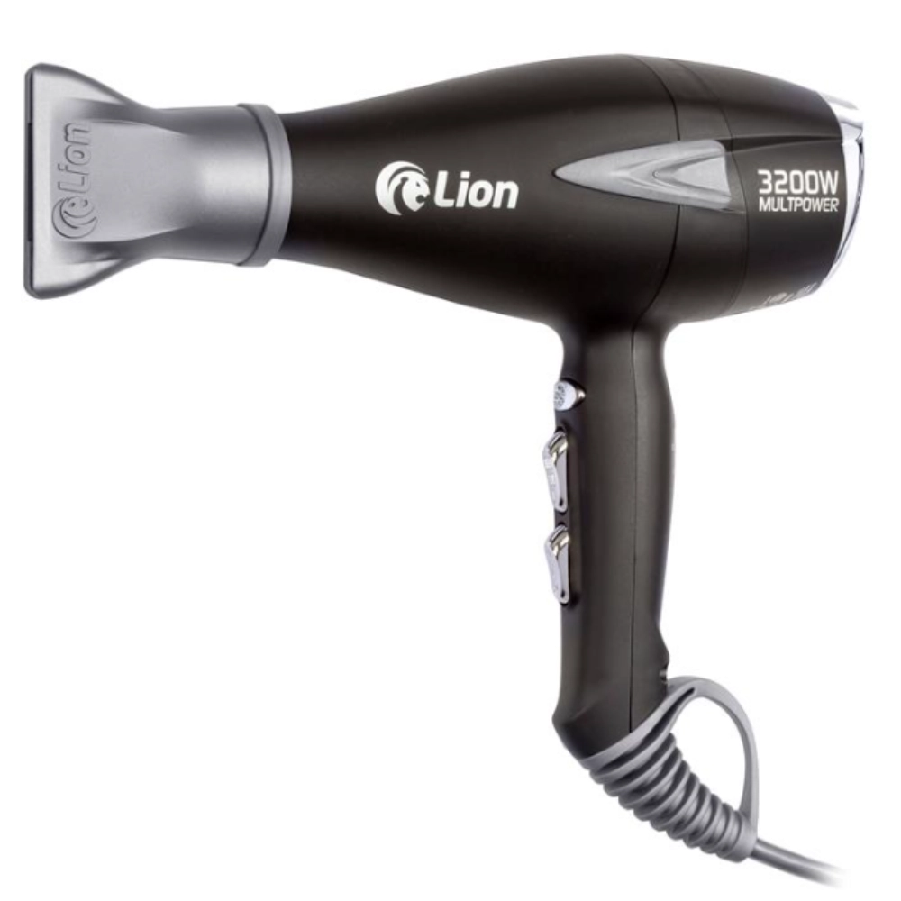 Secador de Cabelo Profissional 3200W Lion Preto Fosco com Display Digital e Íons Negativos