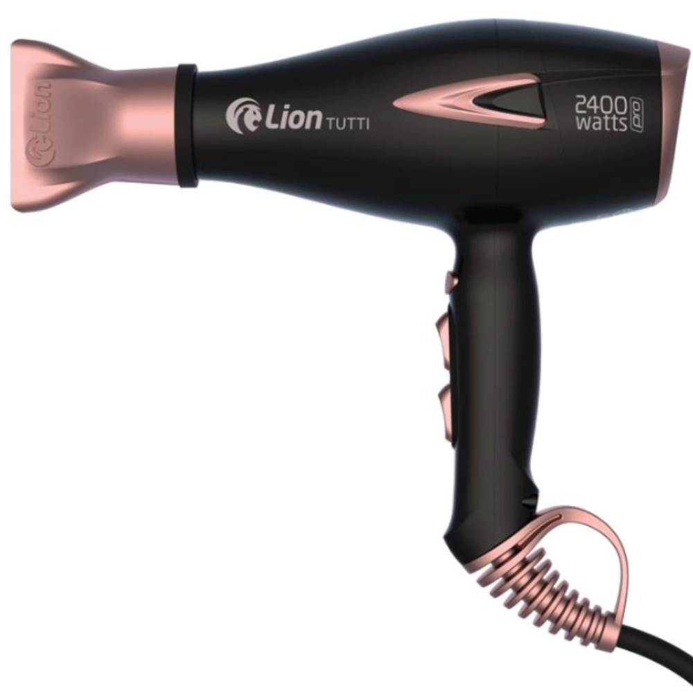 Secador de Cabelo Profissional Lion Tutti 2400W Preto/Rose Íons Tourmaline Jato Frio 127V