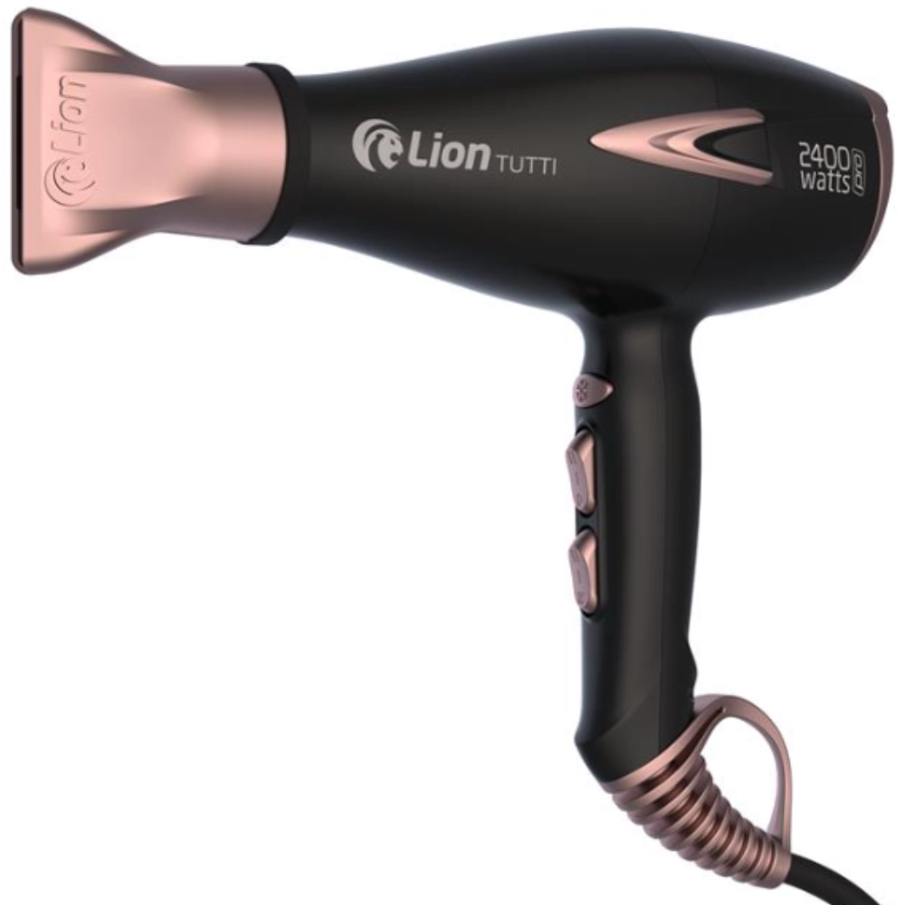 Secador de Cabelo Profissional Lion Tutti 2400W Preto/Rose Íons Tourmaline Jato Frio 220V
