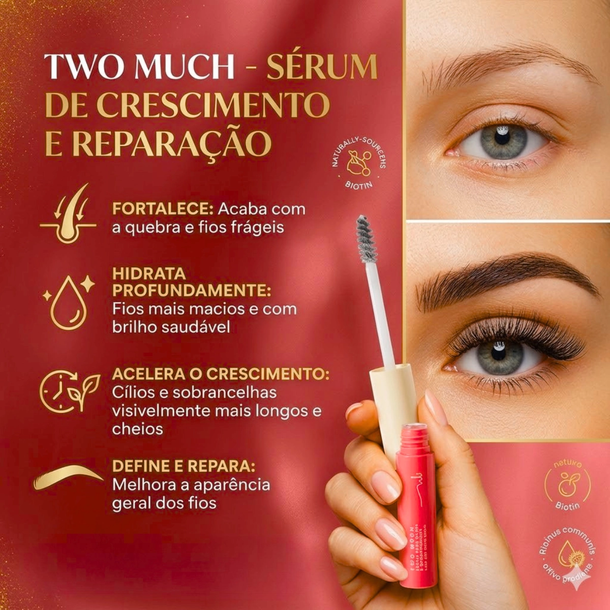 SERUM PARA CILIOS E SOBRANCELHAS TWO MUCH 4ML HBM1009 NATALIA BEAUTY BY RUBY ROSE