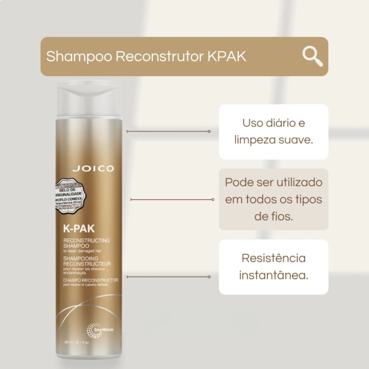 SHAMPOO CAPILAR PARA CABELOS DANIFICADOS JOICO K-PAK 300 ML