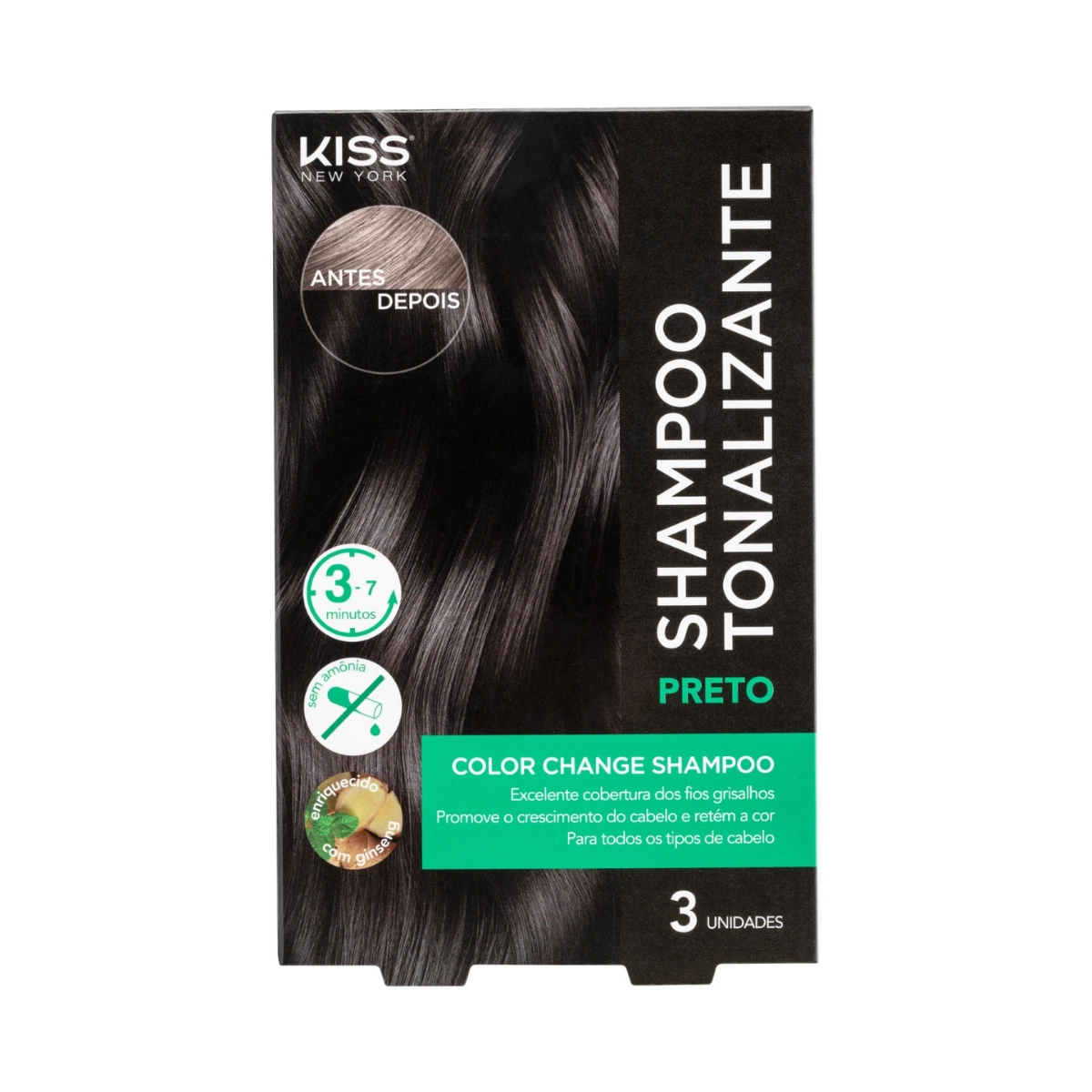 SHAMPOO TONALIZANTE COLOR CHANGE PRETO - KISS NEW YORK SHAMPOO TONALIZANTE COLOR CHANGE PRETO - KISS NEW YORK