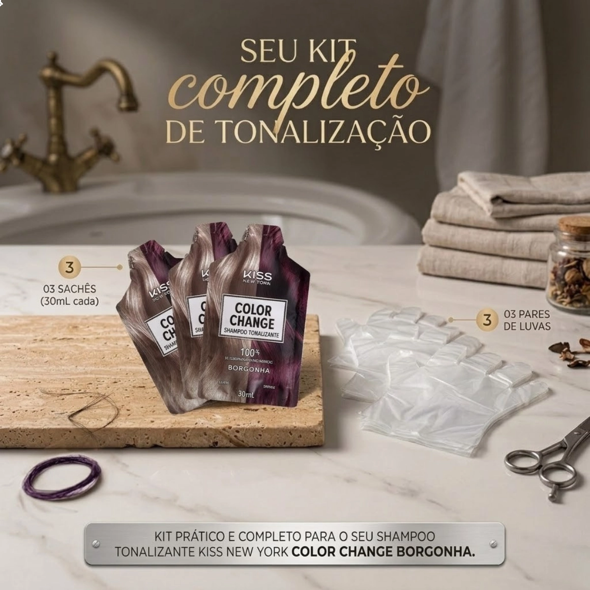 SHAMPOO TONALIZANTE VEGANO COM RAPIDA COLORAÇÃO BORGONHA KNY