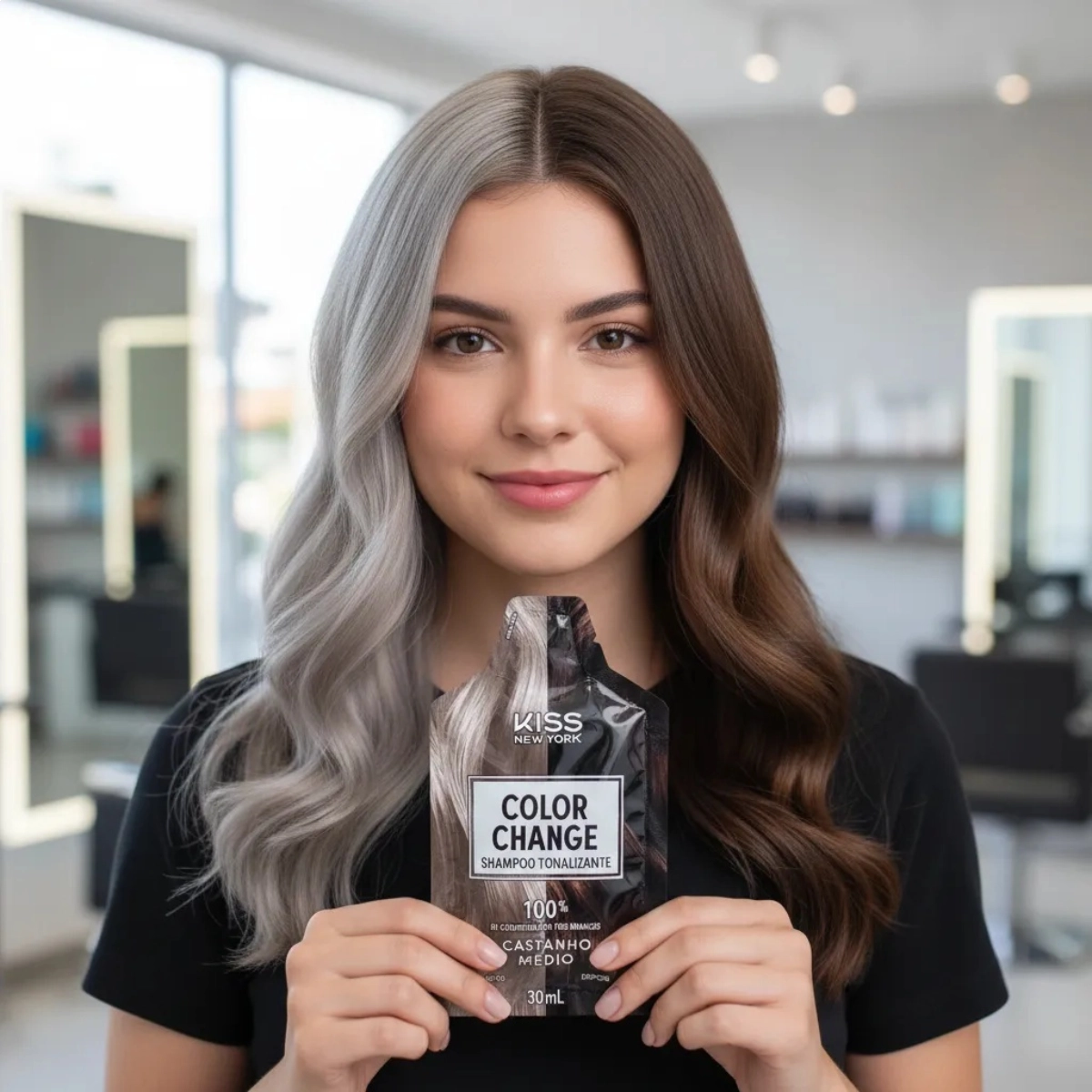 SHAMPOO TONALIZANTE VEGANO COM RAPIDA COLORAÇÃO CASTANHO MEDIO KNY